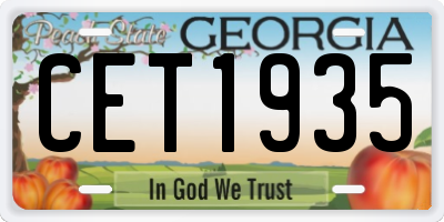 GA license plate CET1935