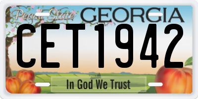 GA license plate CET1942