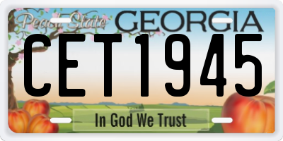 GA license plate CET1945