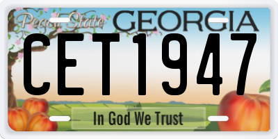 GA license plate CET1947