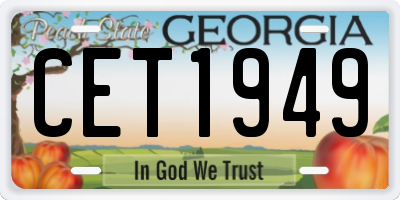 GA license plate CET1949