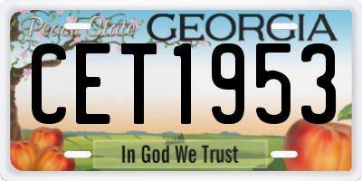 GA license plate CET1953