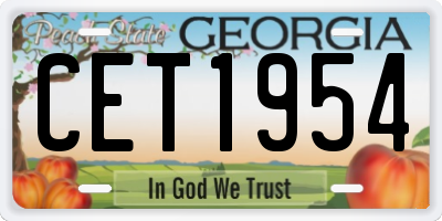 GA license plate CET1954