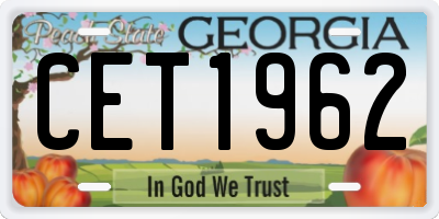 GA license plate CET1962