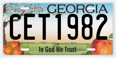 GA license plate CET1982