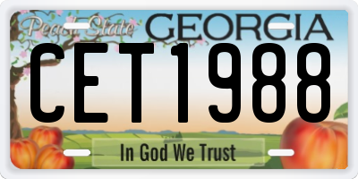 GA license plate CET1988