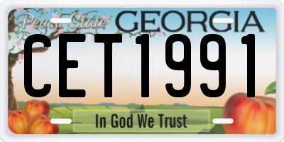 GA license plate CET1991
