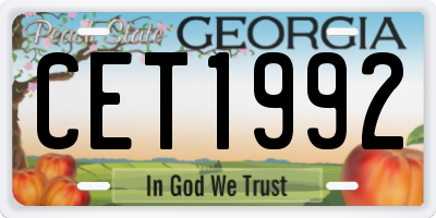 GA license plate CET1992