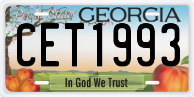 GA license plate CET1993