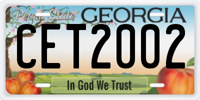 GA license plate CET2002