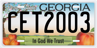 GA license plate CET2003