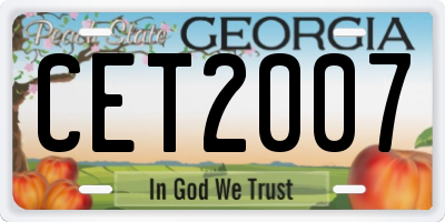 GA license plate CET2007