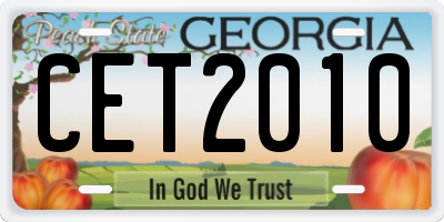 GA license plate CET2010