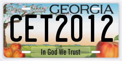 GA license plate CET2012