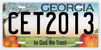 GA license plate CET2013