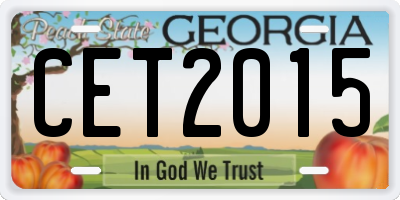 GA license plate CET2015
