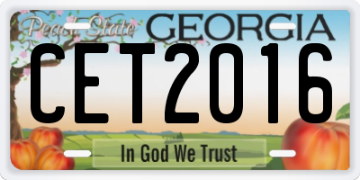 GA license plate CET2016