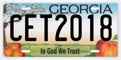 GA license plate CET2018