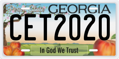 GA license plate CET2020