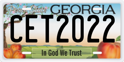 GA license plate CET2022