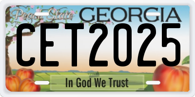 GA license plate CET2025
