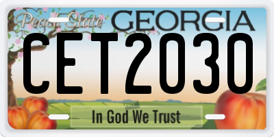 GA license plate CET2030
