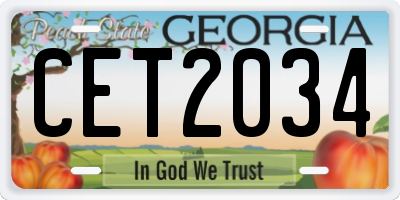 GA license plate CET2034