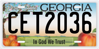 GA license plate CET2036