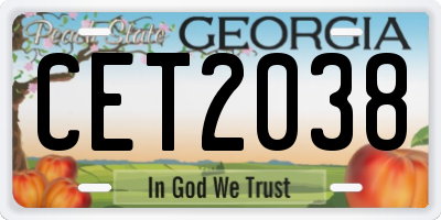 GA license plate CET2038