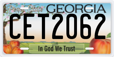 GA license plate CET2062