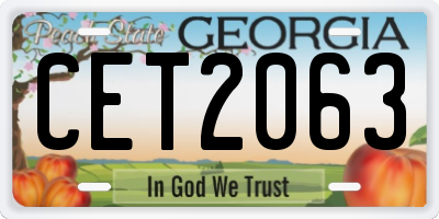 GA license plate CET2063