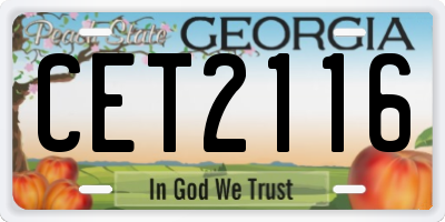 GA license plate CET2116