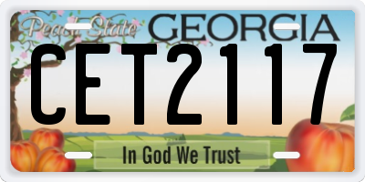 GA license plate CET2117