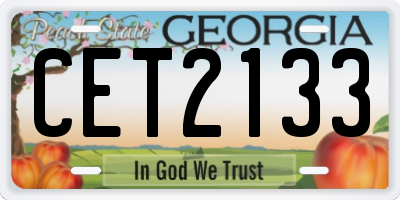 GA license plate CET2133