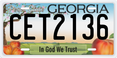 GA license plate CET2136