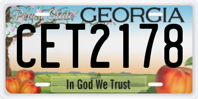 GA license plate CET2178
