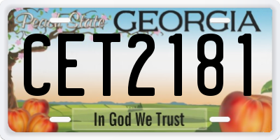 GA license plate CET2181