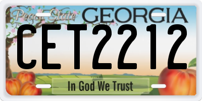 GA license plate CET2212