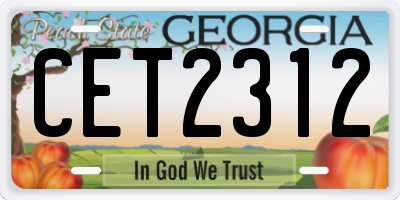 GA license plate CET2312