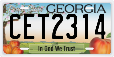 GA license plate CET2314