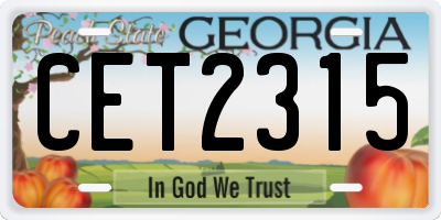 GA license plate CET2315