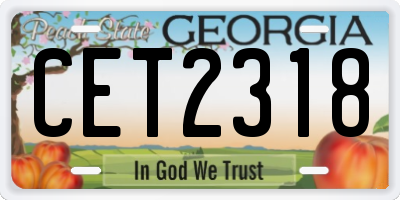 GA license plate CET2318