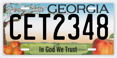 GA license plate CET2348