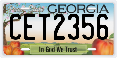 GA license plate CET2356
