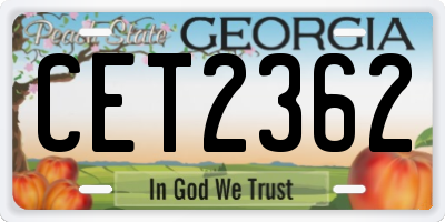 GA license plate CET2362