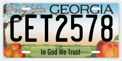 GA license plate CET2578