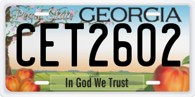 GA license plate CET2602