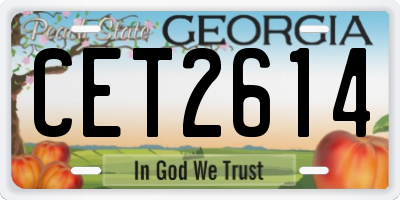 GA license plate CET2614