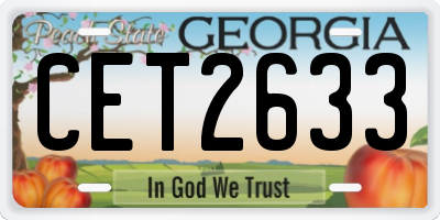 GA license plate CET2633