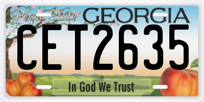 GA license plate CET2635